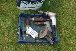 A box of air tools; air gun, air drill, metal shears, sanders, etc.