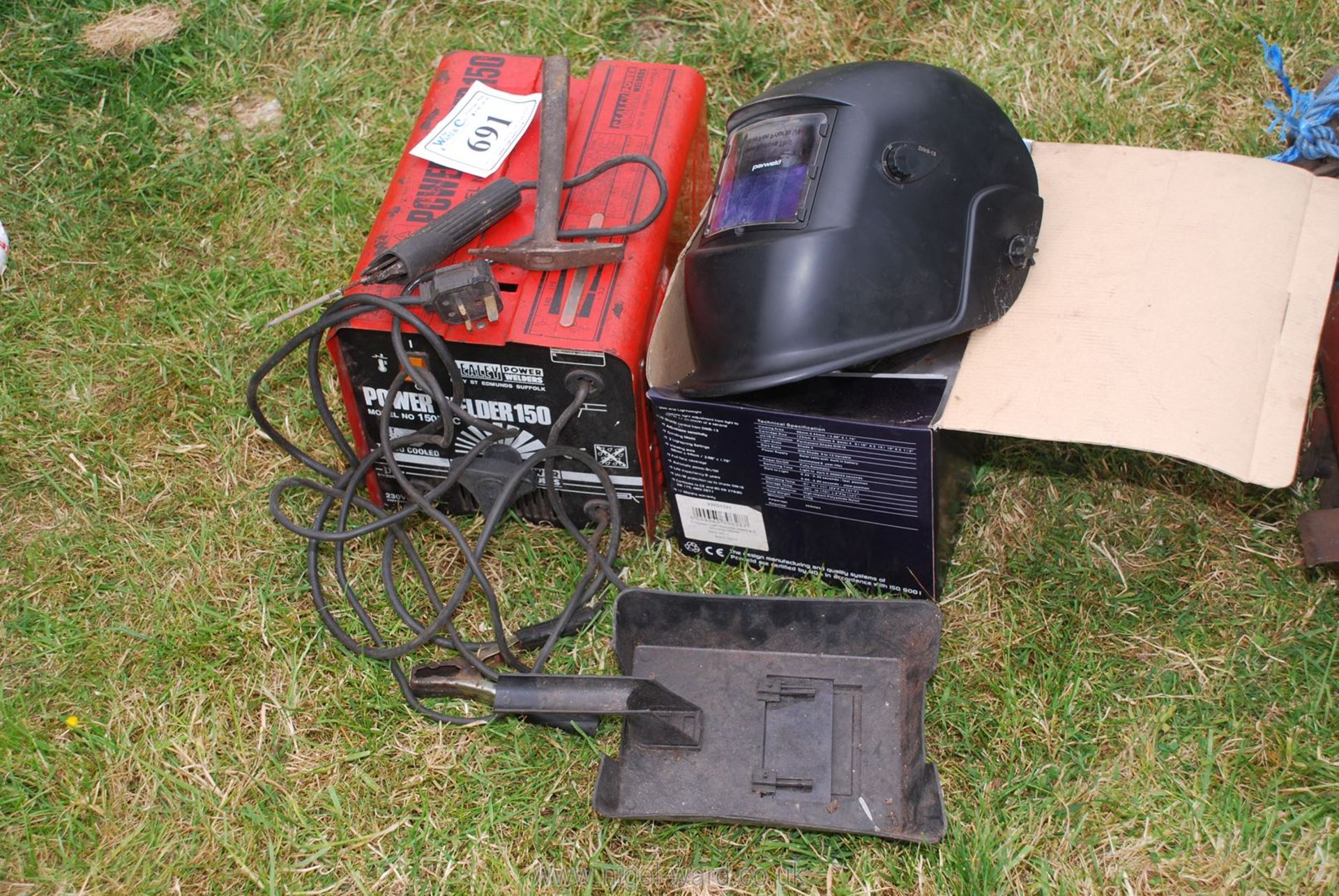 A 150 amp Arc Welder with auto-darkening helmet.