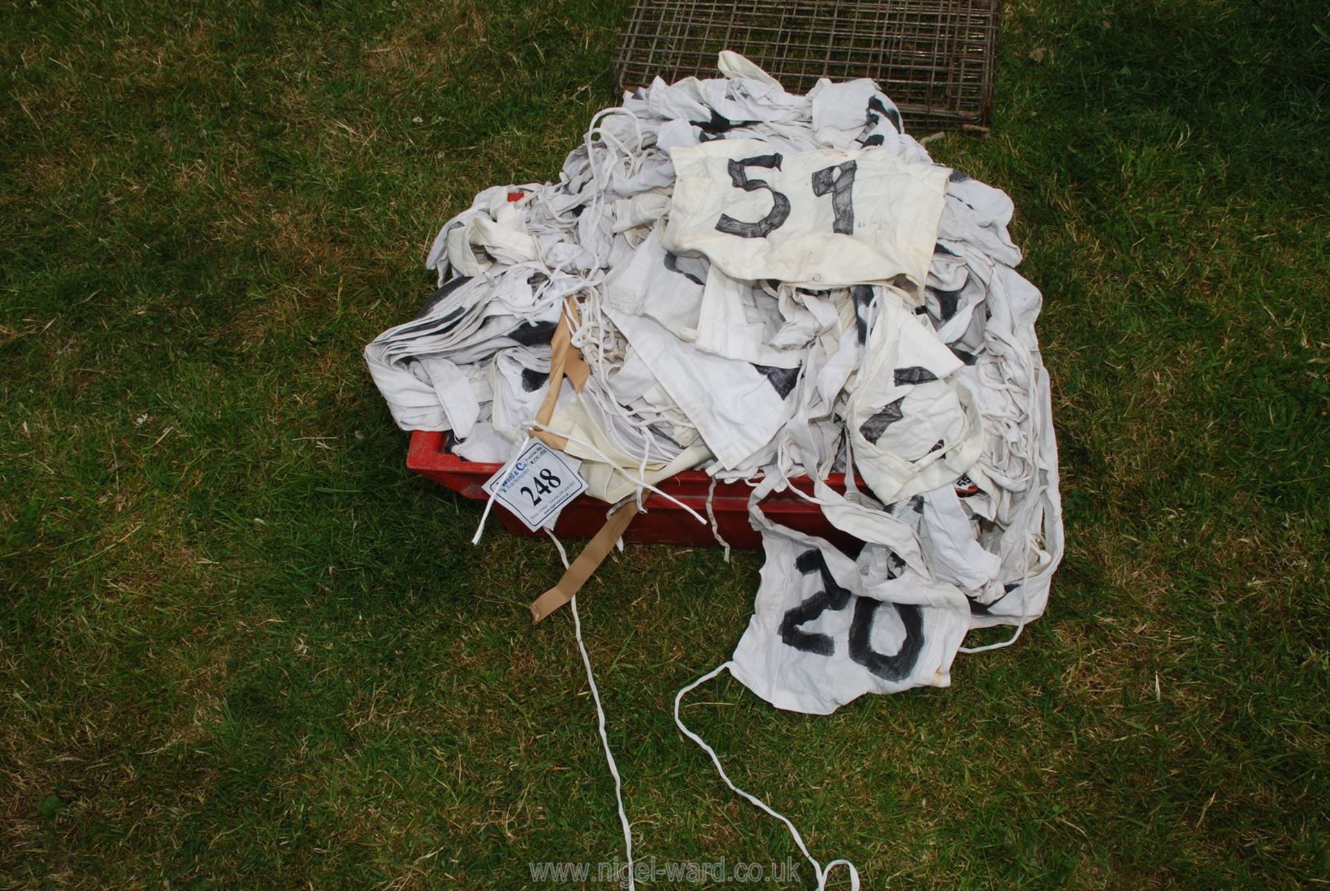 A quantity of numbered bibs.