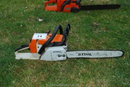 A Stihl MS 260 chainsaw with chain-brake, good compression. Ran at time of lotting.