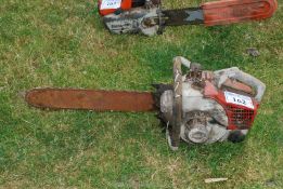 A Stihl chainsaw for restoration, no chain brake (unable to start as no fuel present).