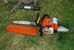 Stihl 024 chainsaw (stop switch broken, but does apparently run, no fuel present).