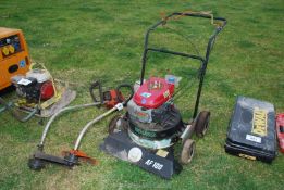 Two strimmers, petrol driven, vacuum cleaner, Honda engine-Benassi. Not run, sold as seen.