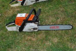 A Stihl MS 362 chainsaw, good compression, chain-brake not working. Ran at time of lotting.