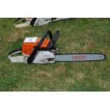 A Stihl MS 362 chainsaw, good compression, chain-brake not working. Ran at time of lotting.