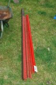 Angle shelf supports; 8 rusty, 7 red. 6ft 6" and 8ft approximately.