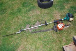 Stihl HS 45 hedge trimmer and a long reach hedge trimmer, (unable to start as no fuel present).