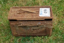 A steel tool box and a quantity of chain.