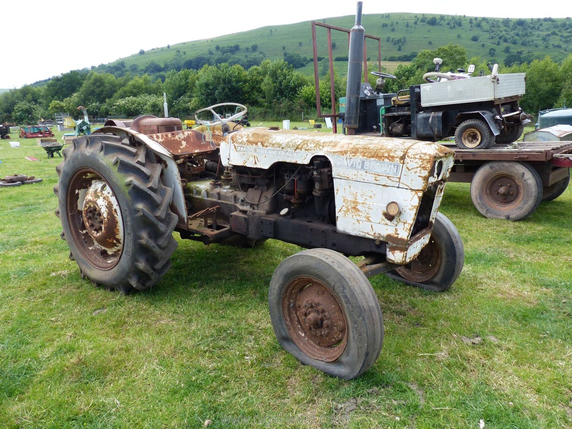 A David Brown 770 Selectamatic 12-speed tractor for restoration, engine turns.