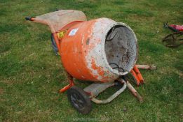 A Belle 240 volt electric cement mixer and stand.