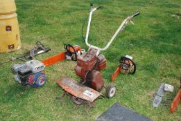 A Flymo garden Cultivator with 3 hp Briggs & Stratton engine,
