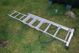 An aluminium folding/extension ladder.
