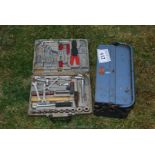A set of cased mixed tools and a cantilever tool box.