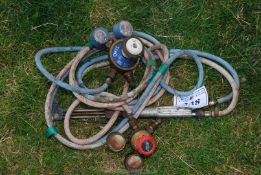 Oxy Acetylene gauges, tubing and gun/torch - sold as seen.