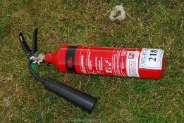 A CO2 fire extinguisher - appears to be full.