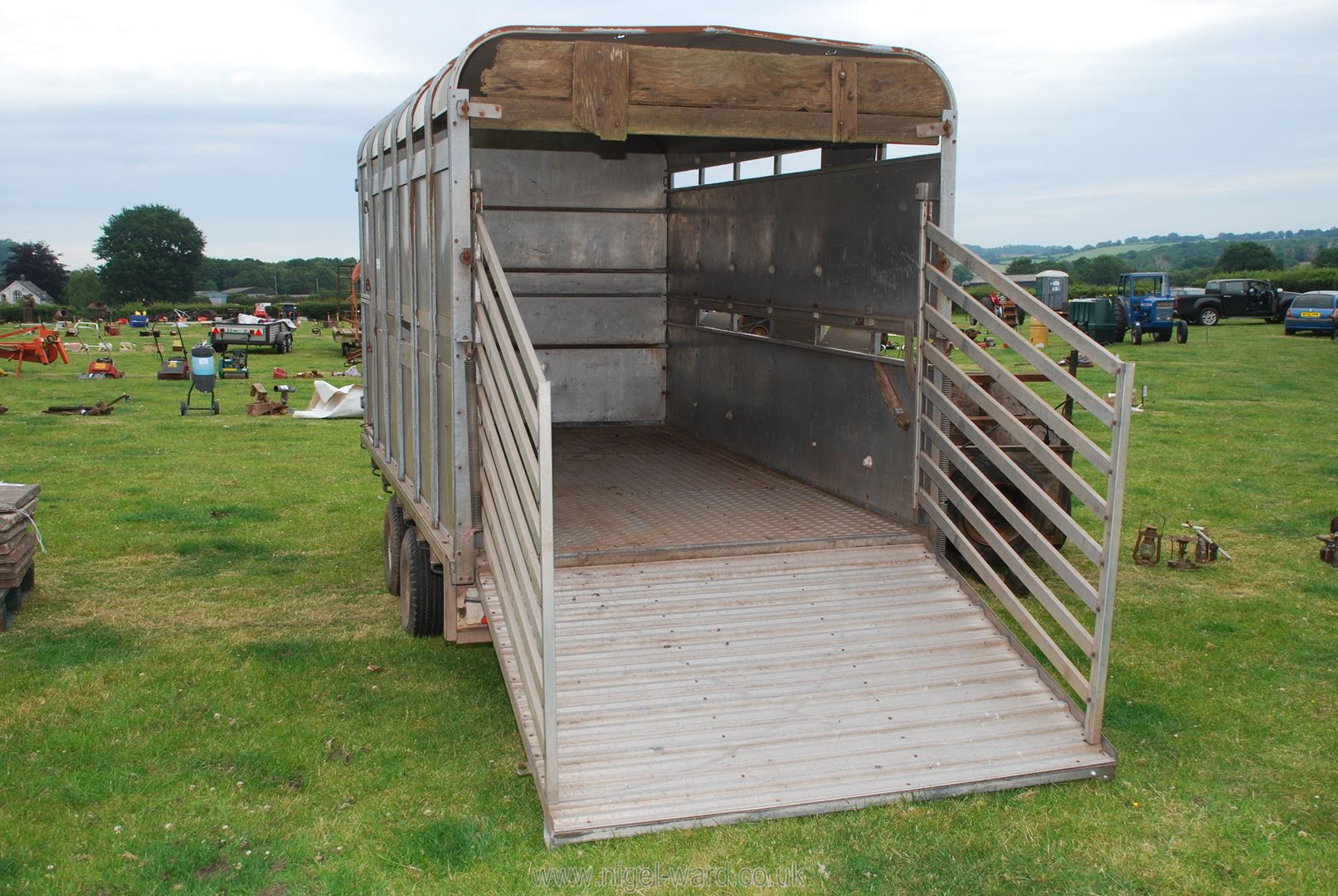 An Ifor Williams twin axle stock Trailer with chequer plate floor, loading gates present. - Image 2 of 2
