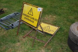 2 'Danger Overhead Cable' signs.