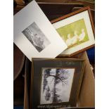 Box of prints and frames.