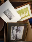 Box of prints and frames.