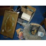 Box of miscellanea including. tray, games, hanging basket etc.