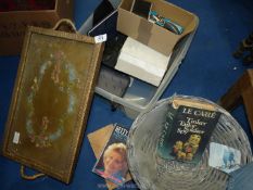 Box of miscellanea including. tray, games, hanging basket etc.