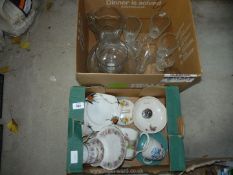 Two boxes of china and glass ware.