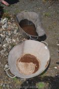 Two galvanised baths,