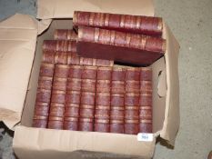 A box containing No's 1-13 of leather and gold bound national encyclopedia.