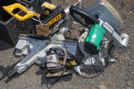 Two De Walt chop saws, plus a sander, Sold As Seen, not working.