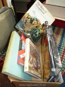 Box of books including. vegetables, Derby Porcelain, silver etc.