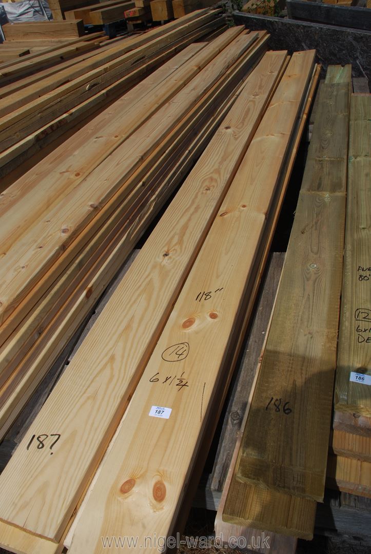 14 lengths of pine decking 6" x 1 1/4" x 118" long (approx).