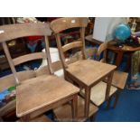Set of 6 solid seated chapel type chairs.