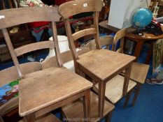 Set of 6 solid seated chapel type chairs.