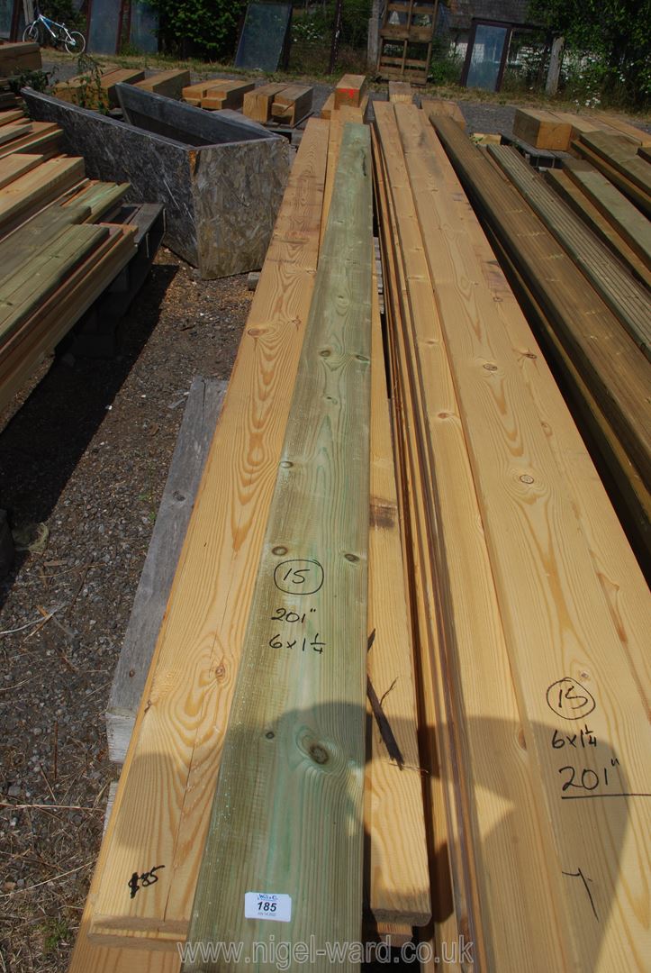 15 lengths of decking 6" x 1 1/4" x 201" long (approx).
