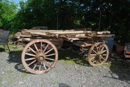 An old four wheeled Dray/Wagon for restoration, length 112" x 63".