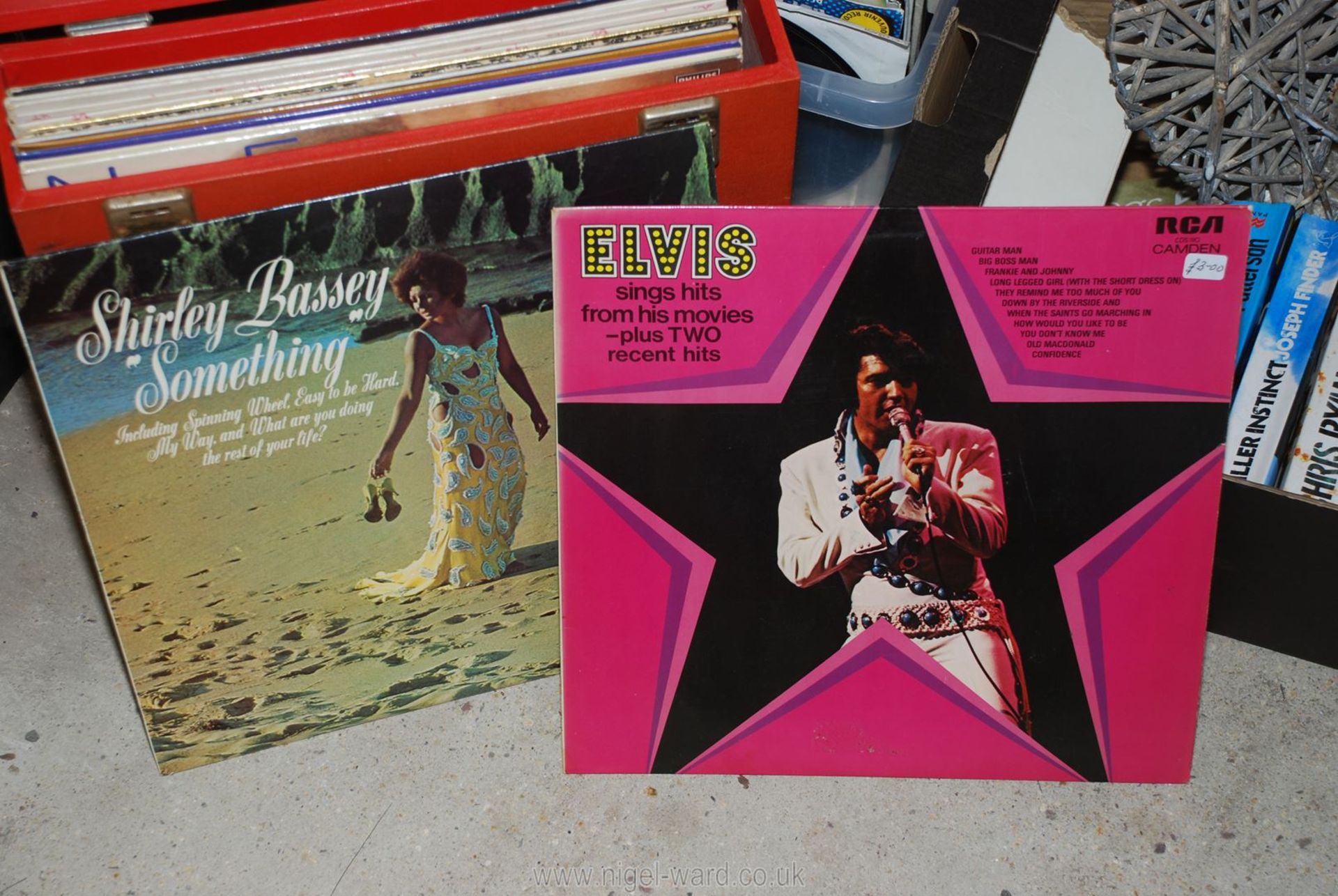 Quantity of LP's incl. Shirley Bassey and Elvis, plus box of 45's, box CD's etc. - Image 2 of 3
