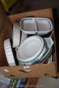 Quantity of china incl. vegetable tureens, flan dishes, serving pots etc.