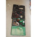 Hitachi Electric Drill in metal tool case, plus Atlas Copco masonry Drill.