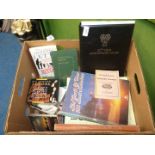 Box of books inc. Quentin Letts, AA Road Atlas etc.