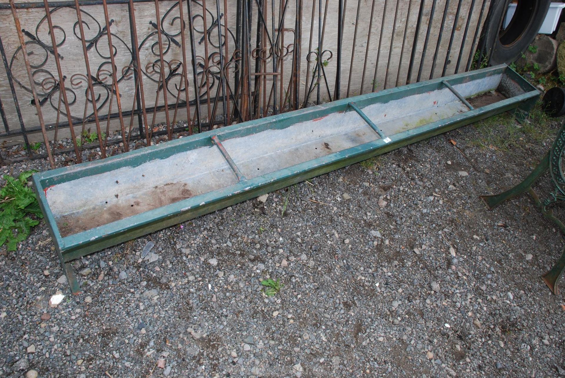 A galvanised sheep trough.