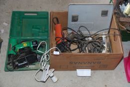 Hitachi Drill with charger, (running at time of lotting) Glue guns and an Electric Heat Stripper.