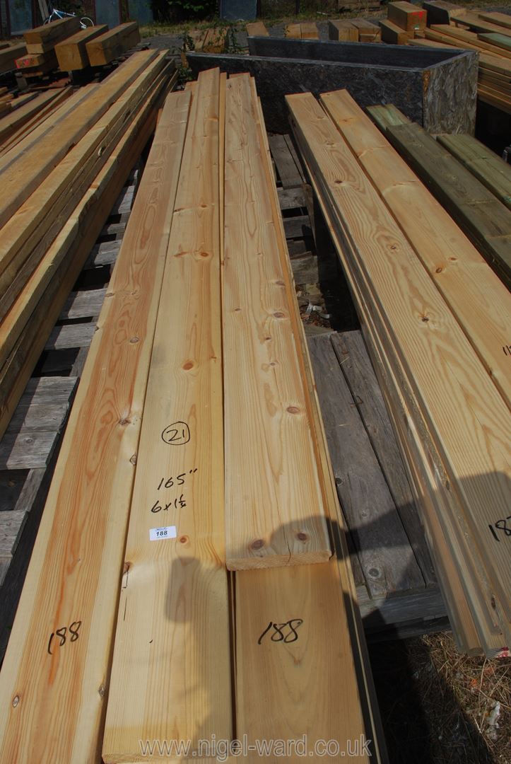 21 lengths of softwood decking 6" x 1 1/4" x 165" long (approx).