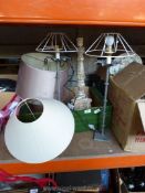 3 Table Lamps, some with shades.