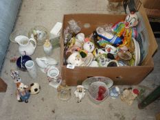 A box of mixed china including jugs, ornaments, glass wear etc.