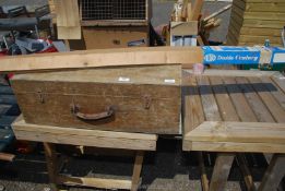 An Ellard Double Century sliding door gear and large wooden toolbox.