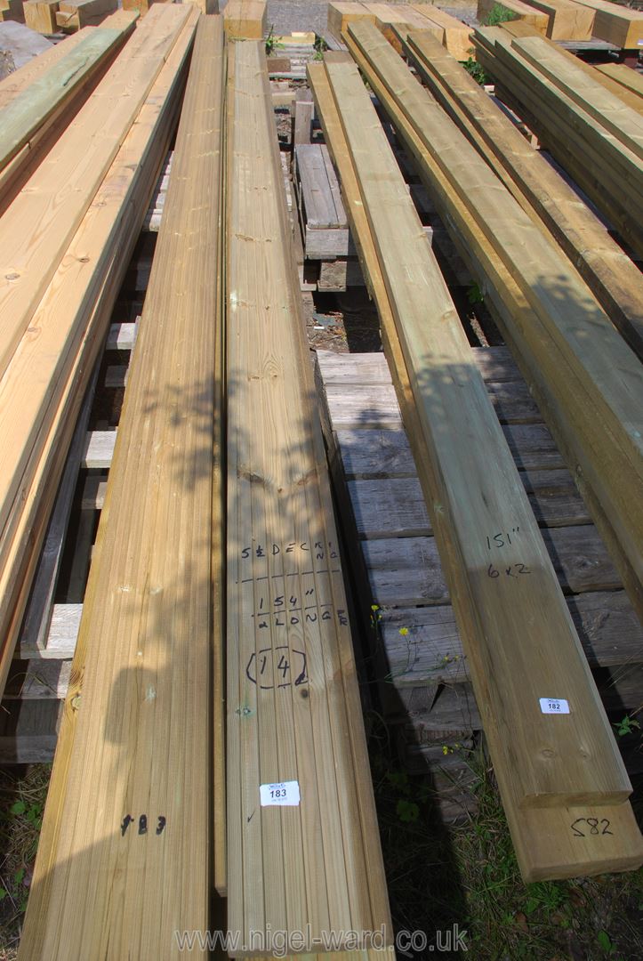 14 lengths of decking 5 1/2" x 154" long (approx).