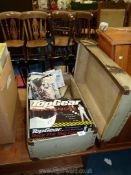 A vintage suitcase and contents including; Canon word processor, Top Gear game, singles, etc.