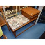 Telephone table with tapestry seat.