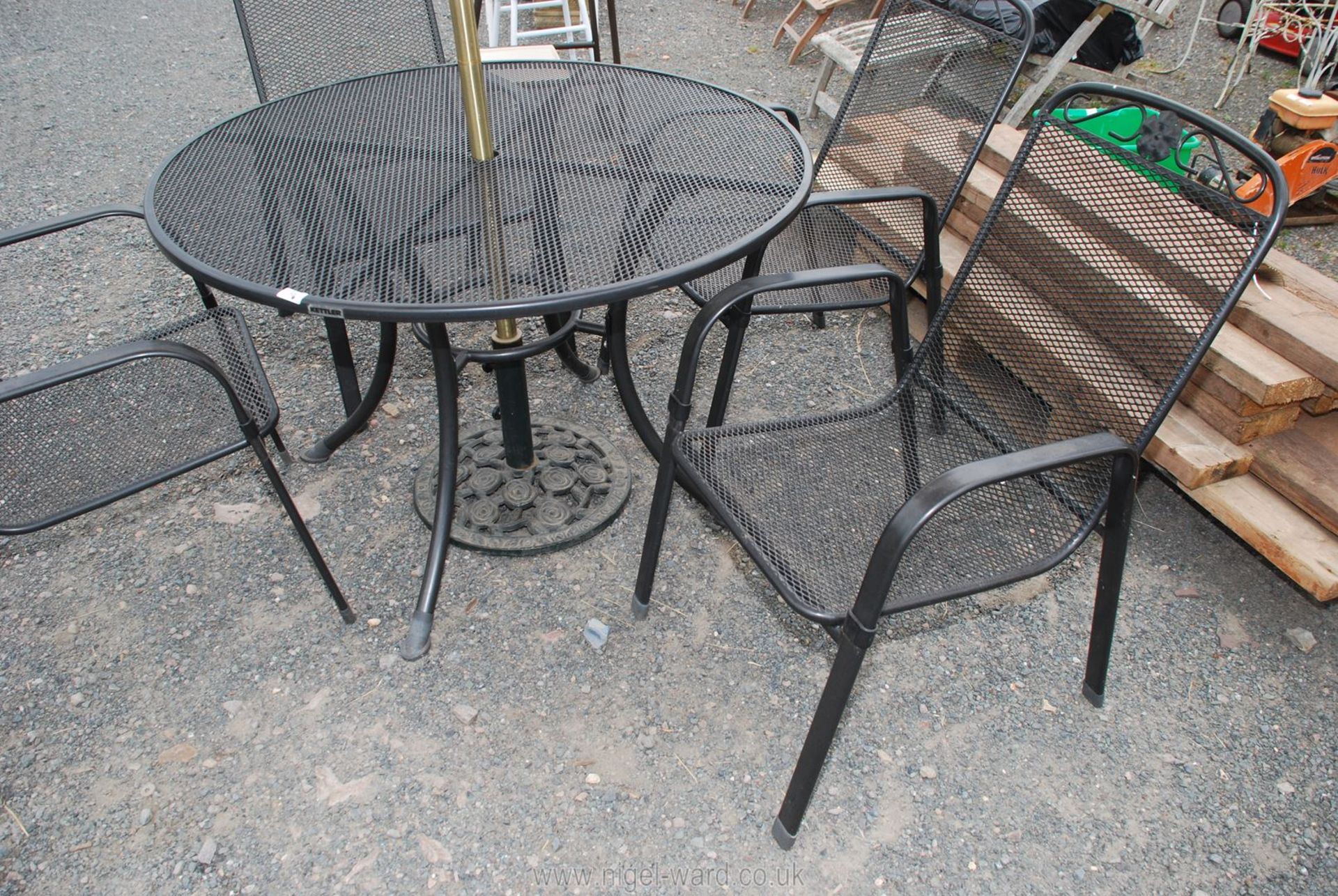 A 'Kettler' garden table and 4 chairs plus umbrella and stand A/F. - Image 2 of 2