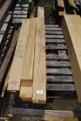 8 mixed lengths of oak, mostly 3 1/2" x 2 1/2" x 35" up to 57" long.